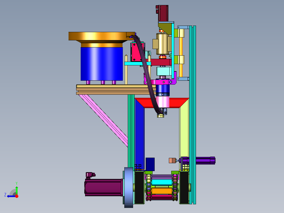 饮料加工用可定位的拧瓶盖装置右视图
