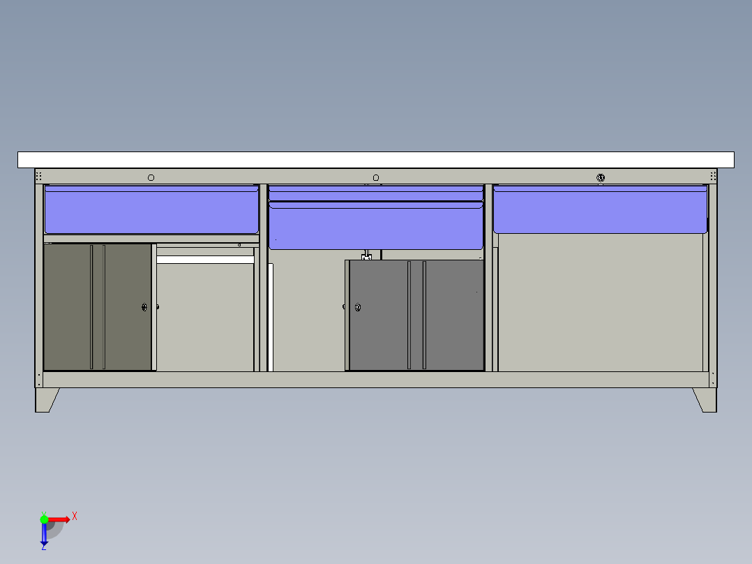 组合工作桌设计俯视图