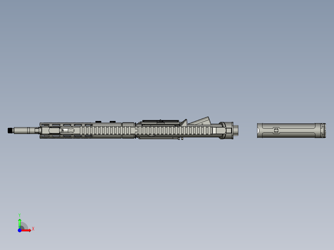 手枪左轮冲锋枪老式狙击步枪设计3D图纸hk417-airsoft-electric-gun stp前视图