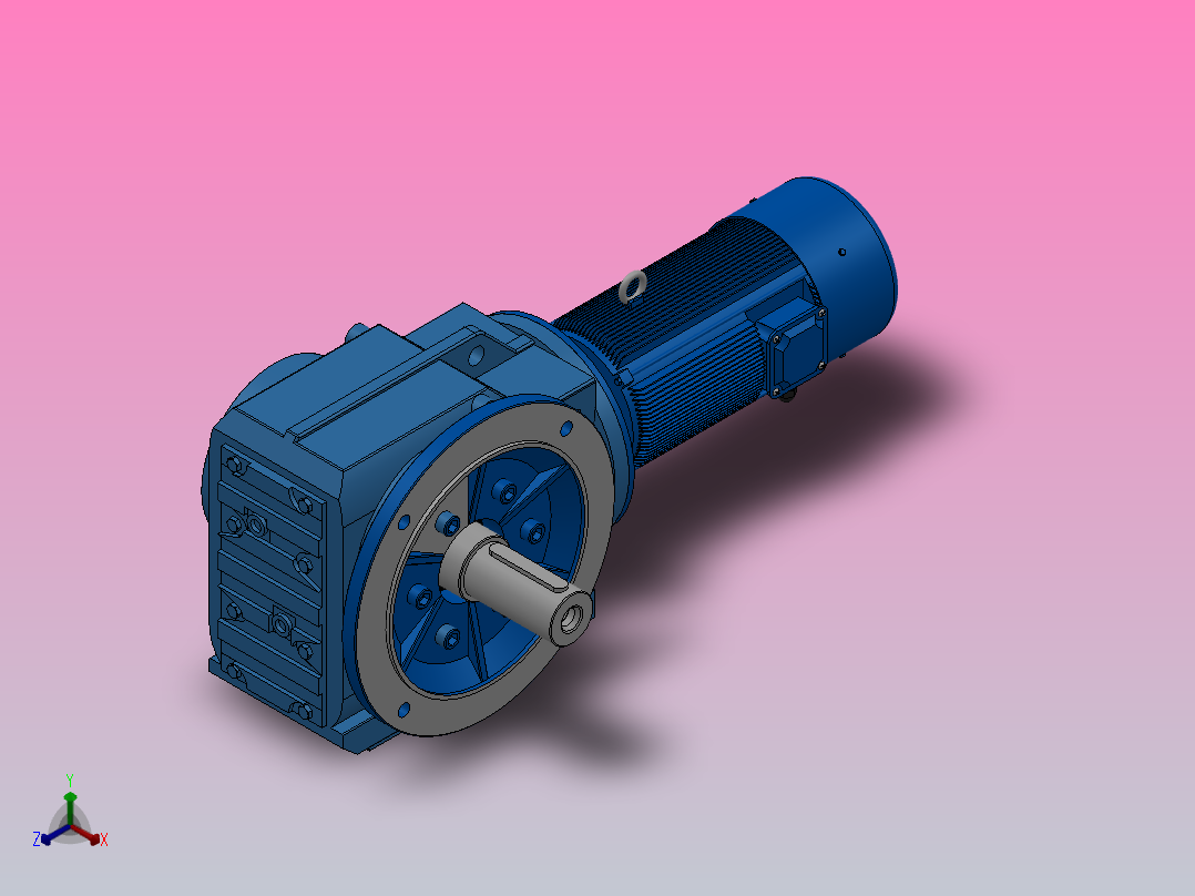 KF77法兰轴伸式安装螺旋锥齿轮减速机KF77-YBE0.25-6P-135.28-M1-0°-A正等轴测图