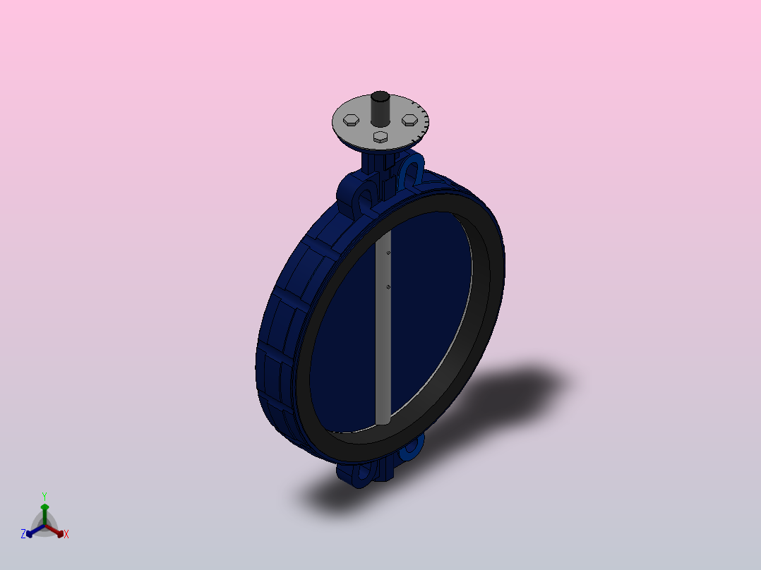 对夹式蝶阀阀体DN350正等轴测图