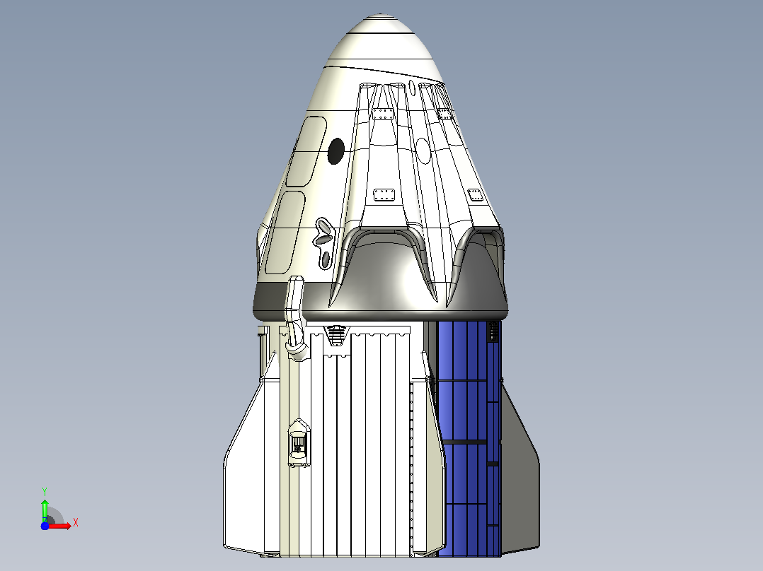 SpaceX 船员胶囊龙航天器前视图
