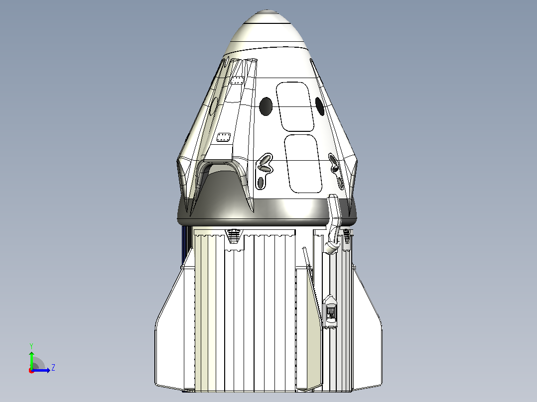 SpaceX 船员胶囊龙航天器左视图