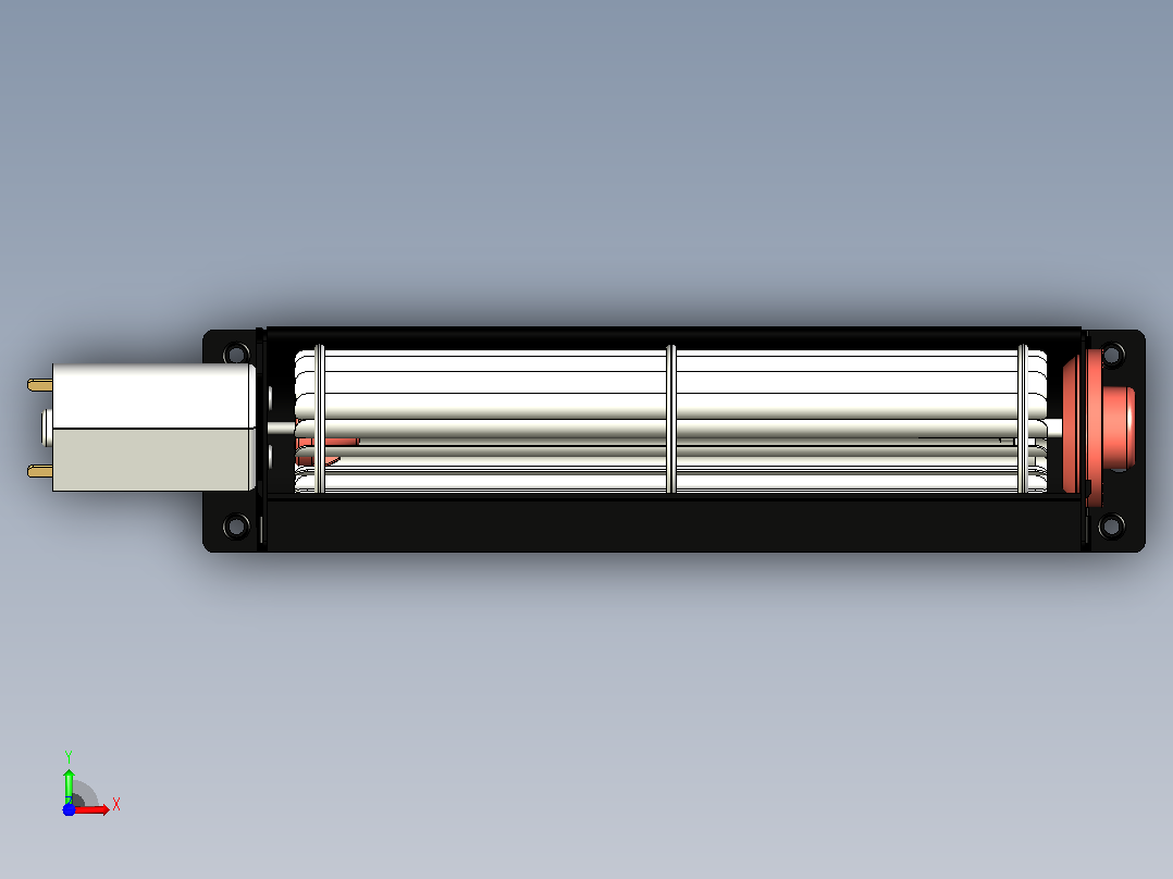 微型横流风扇25120铝合金叶轮DC12V 0.06A碳刷强磁180电机前视图