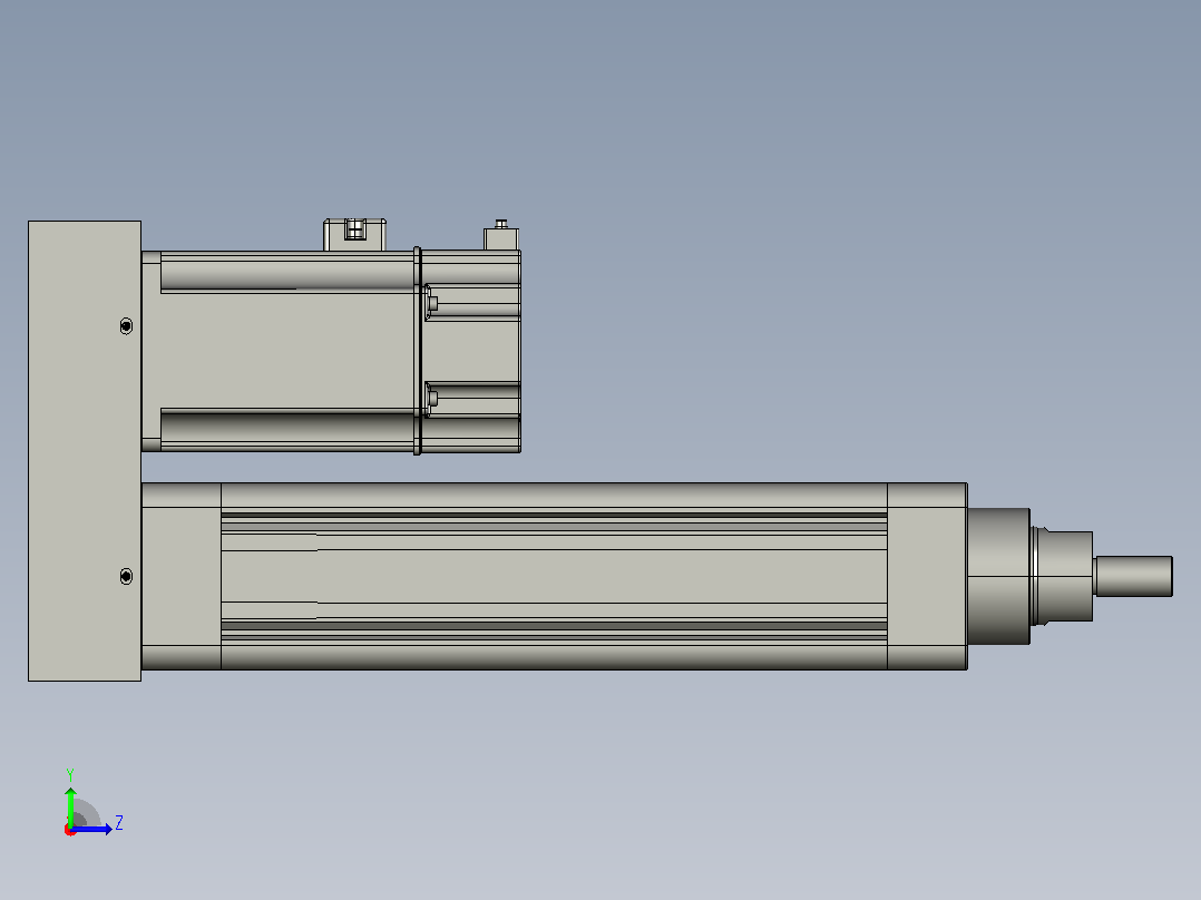 MTE63-150-P10-P-M750W-I-S3 MTE63电动缸 最大负载300kg 最大推力2560N 750W电机间接安装左视图