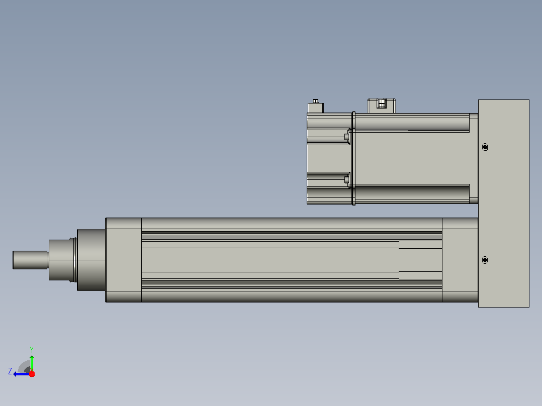 MTE63-150-P10-P-M750W-I-S3 MTE63电动缸 最大负载300kg 最大推力2560N 750W电机间接安装右视图