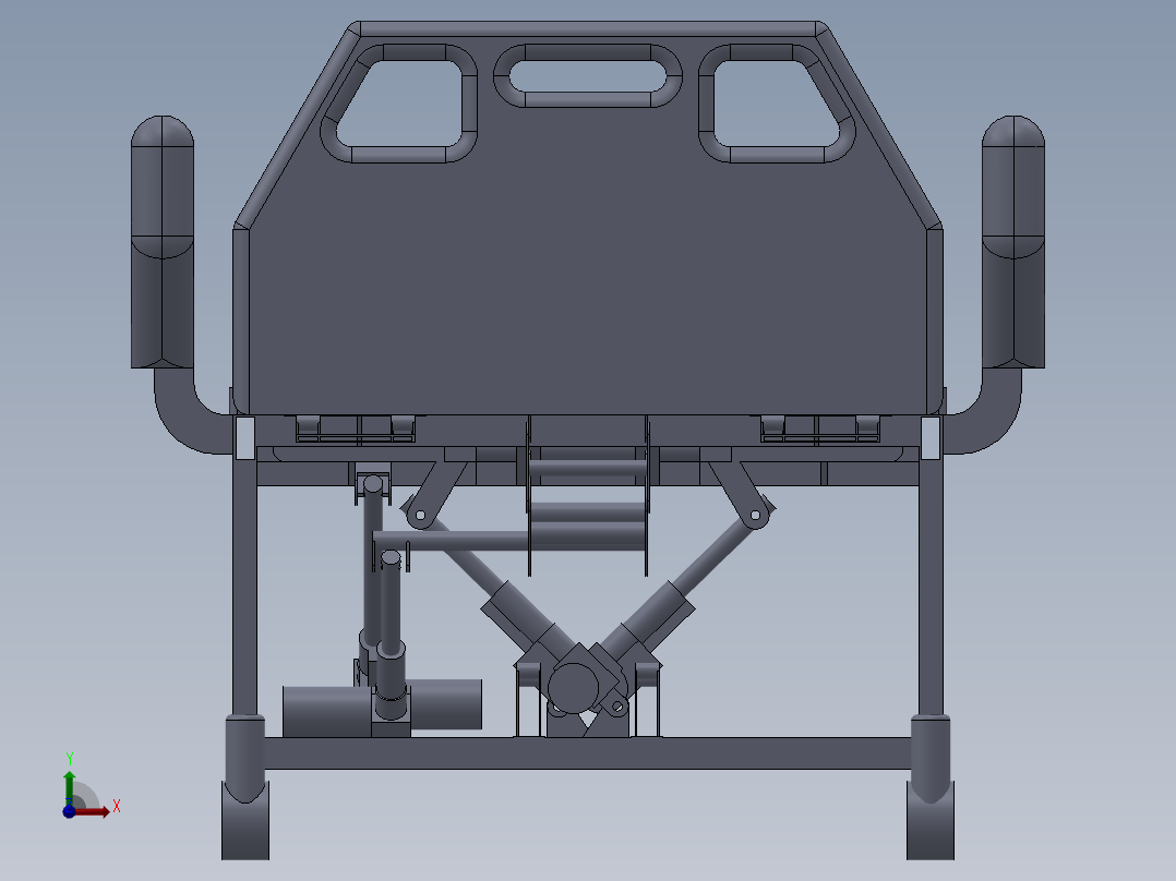多功能医用护理床的结构设计及优化【5张CAD图前视图