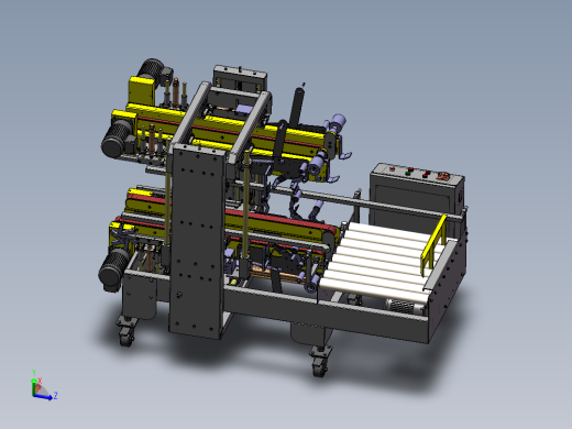 全自动四角边封箱机胶带式封箱机3d全套图纸资料