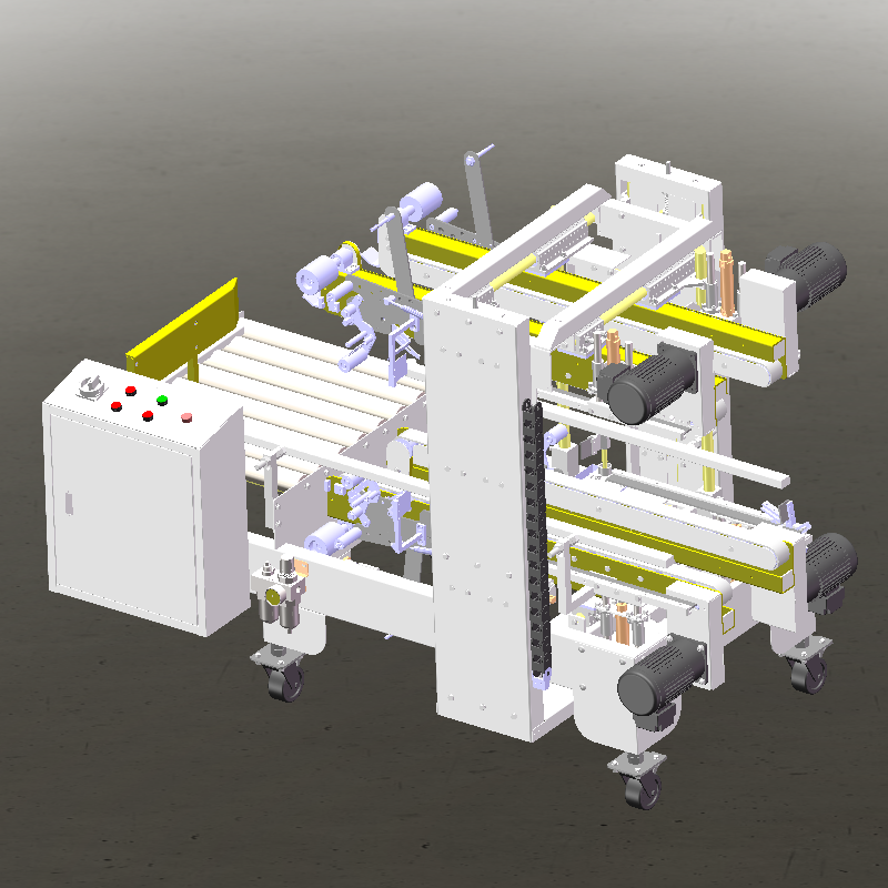 全自动四角边封箱机胶带式封箱机3d全套图纸资料