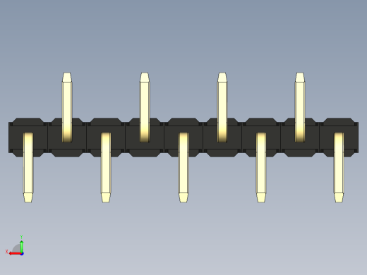 彩色公排针 100mil 2.54mm 系列-DS1022_black_09p_100mil_Type_SMT_R2_rev1.0后视缩略图
