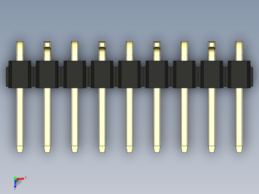 彩色公排针 100mil 2.54mm 系列-DS1022_black_09p_100mil_Type_SMT_R2_rev1.0俯视缩略图