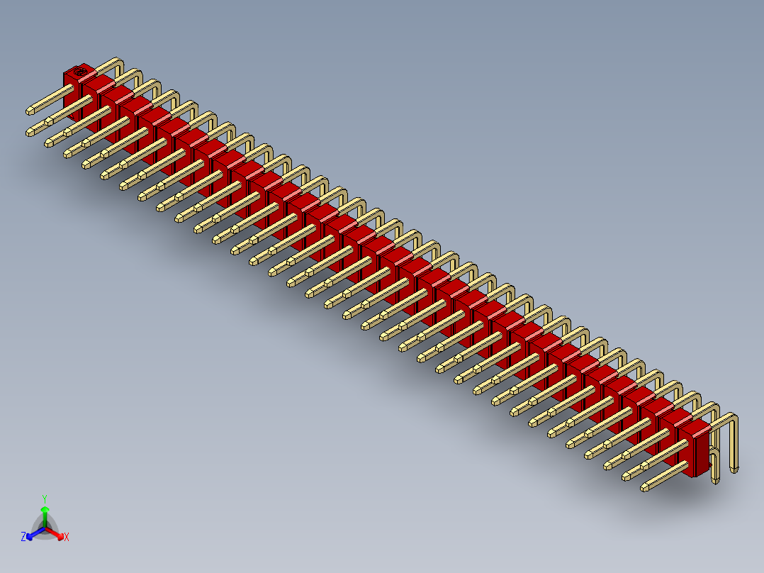 彩色公排针 100mil 2.54mm 系列-DS1022_red_2x34p_100mil_TypeD_rev1.0主视图