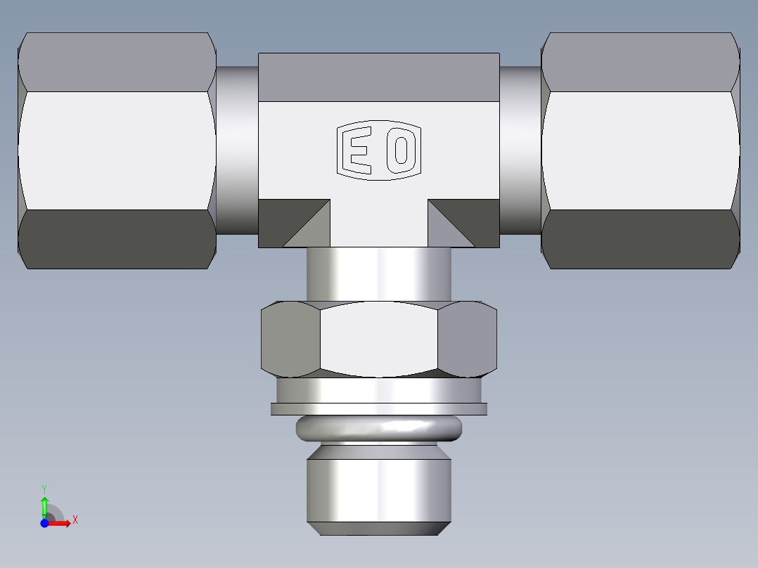 卡套式工业通用硬管接头EO_Adjustable_locknut_branch_tee_TEE06ZSMORCF前视图