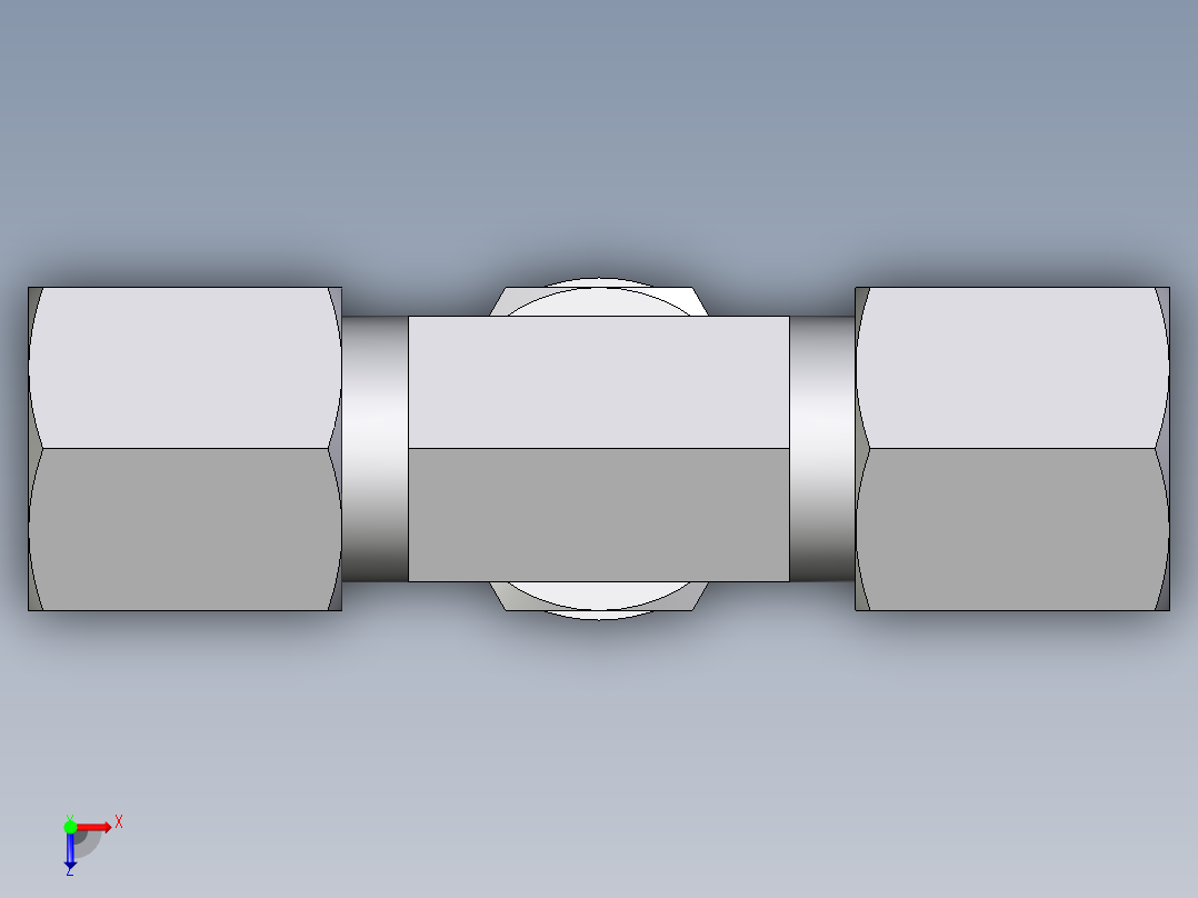 卡套式工业通用硬管接头EO_Adjustable_locknut_branch_tee_TEE06ZSMORCF俯视图