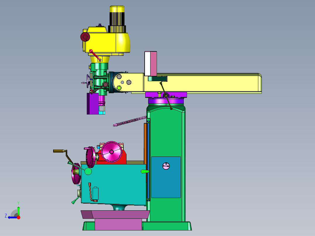 开放式立式数控机床加工中心右视图