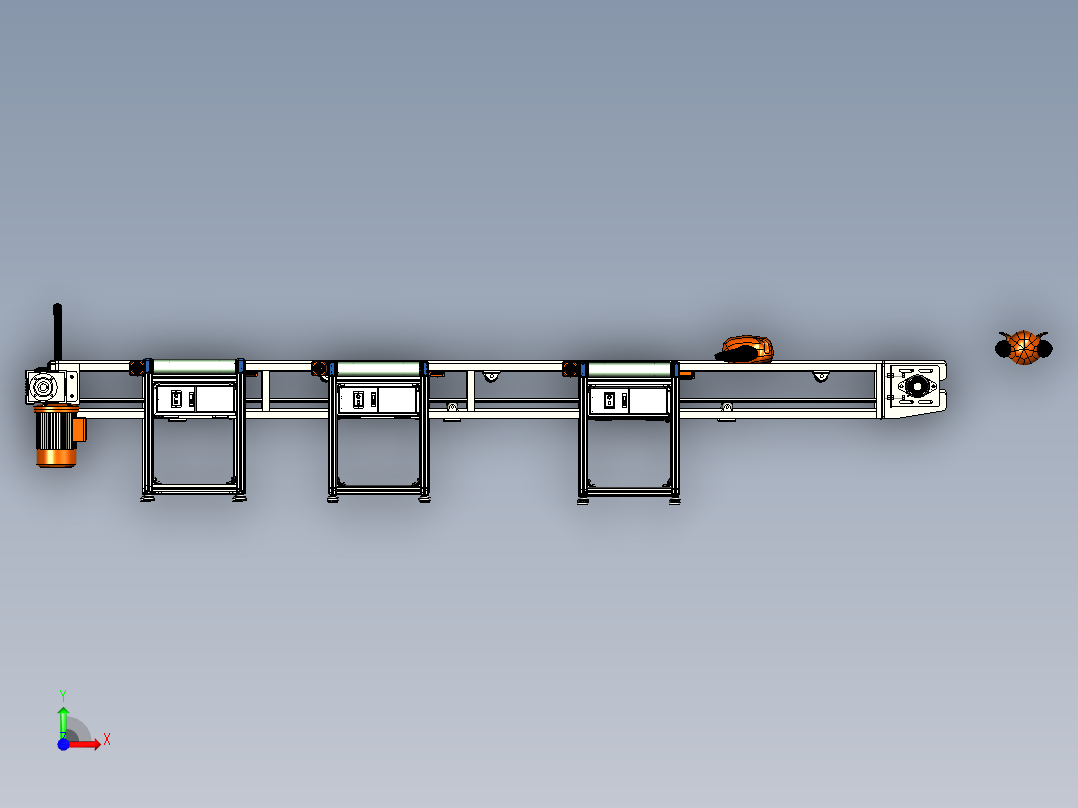 用于鸡肉切割的带式输送机3D图纸前视图
