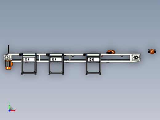 用于鸡肉切割的带式输送机3D图纸前视缩略图