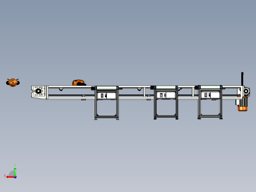 用于鸡肉切割的带式输送机3D图纸后视缩略图