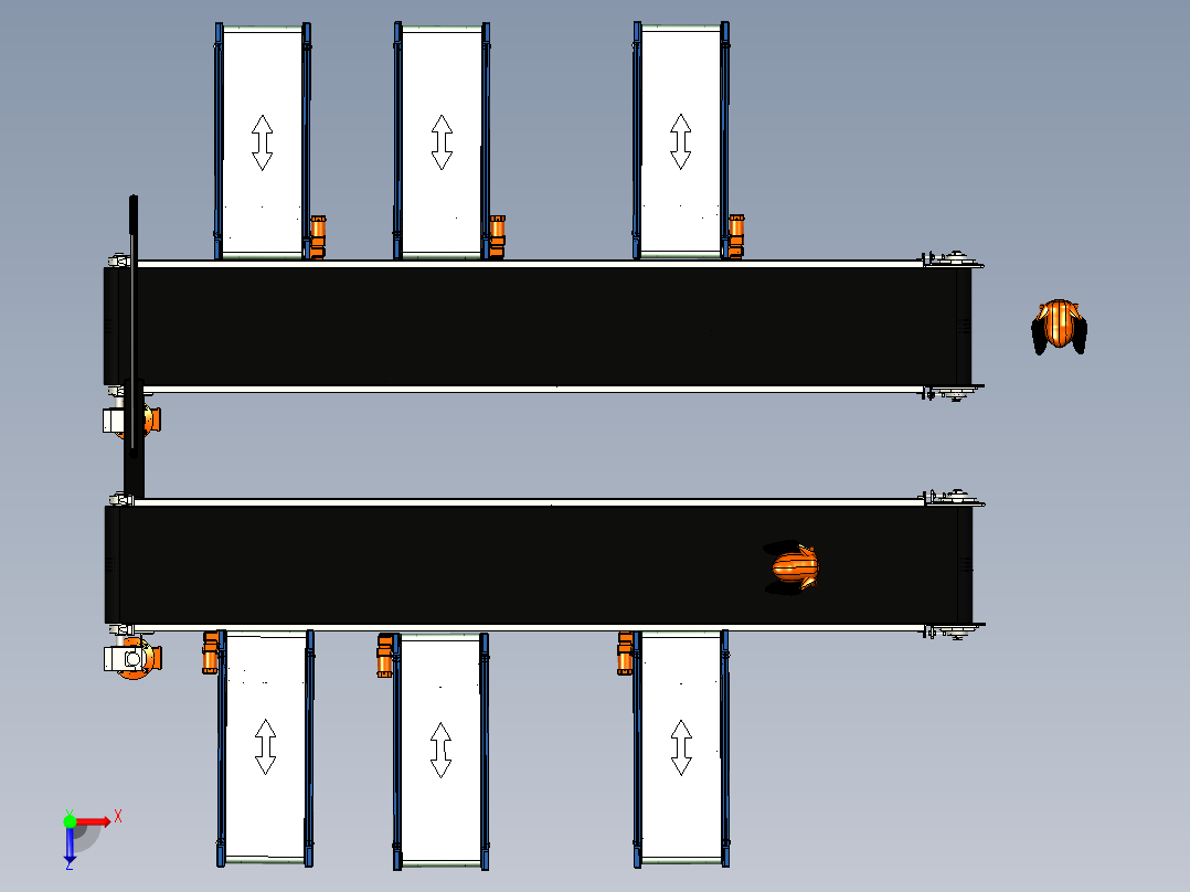 用于鸡肉切割的带式输送机3D图纸俯视图