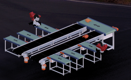 用于鸡肉切割的带式输送机3D图纸缩略图