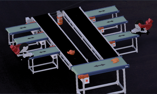用于鸡肉切割的带式输送机3D图纸缩略图