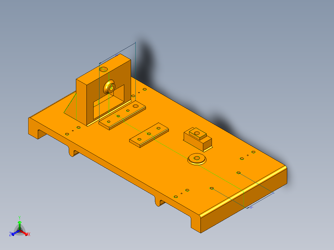 831001后托架加工工艺及镗三杠孔夹具设计【含三维UG】正等轴测图