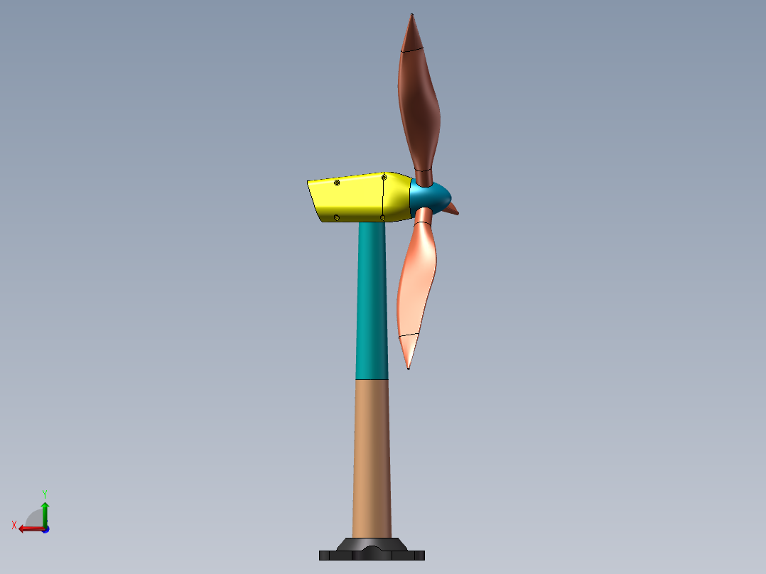 风力发电机设计建模后视图