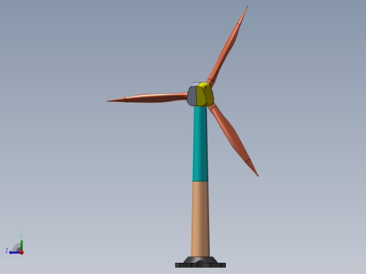 风力发电机设计建模右视缩略图