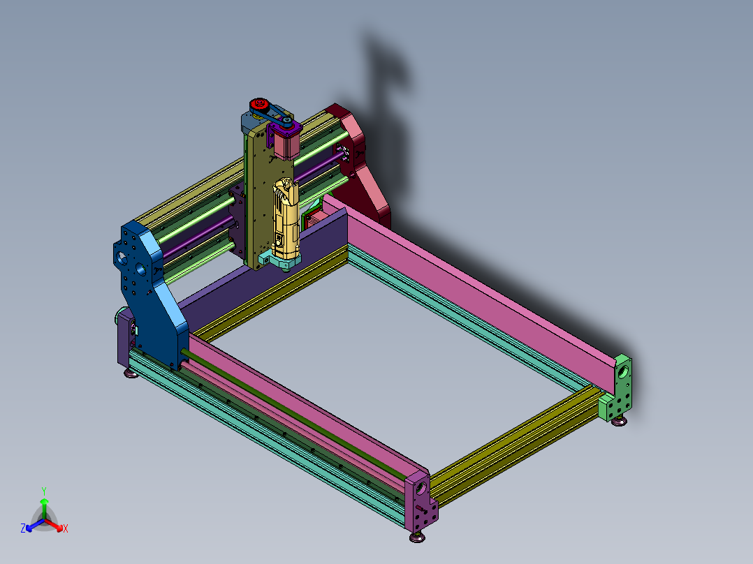三轴木工数控铣床正等轴测图