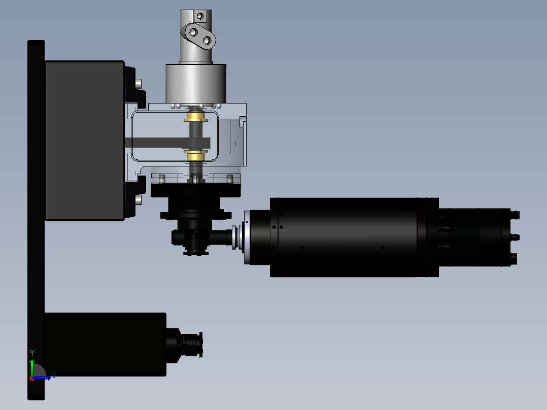 齿轮径向轴向加工带钻孔机床(sw21可编辑+cad)左视图