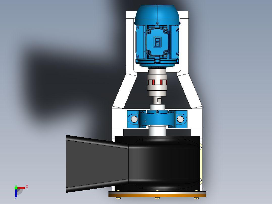简易风机鼓风机模型俯视图