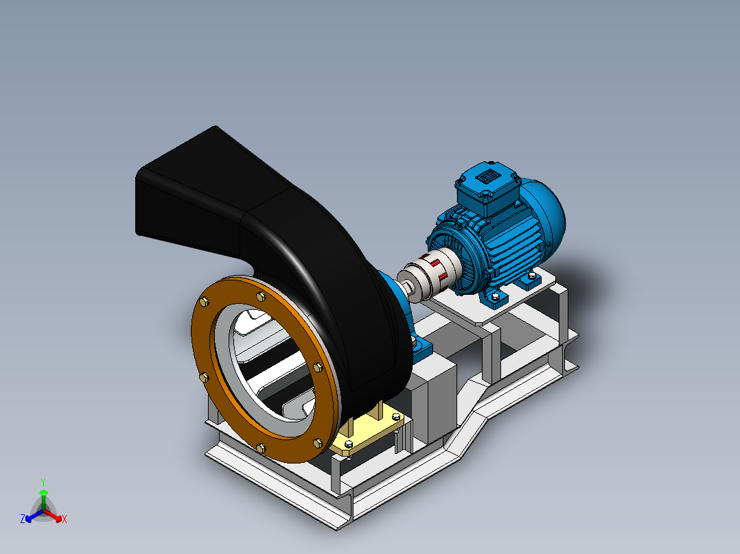简易风机鼓风机模型正等轴测图