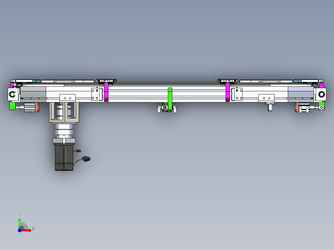 矩形链条导轨400宽环形导轨循环输送线前视图
