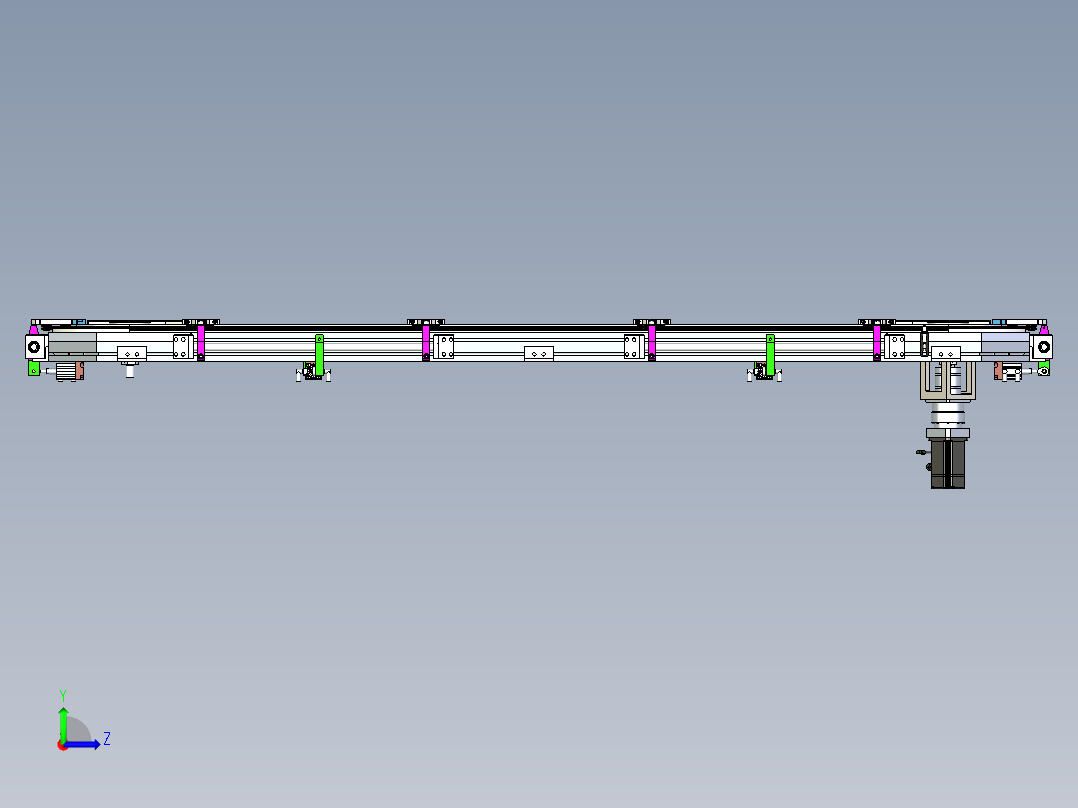 矩形链条导轨400宽环形导轨循环输送线左视图