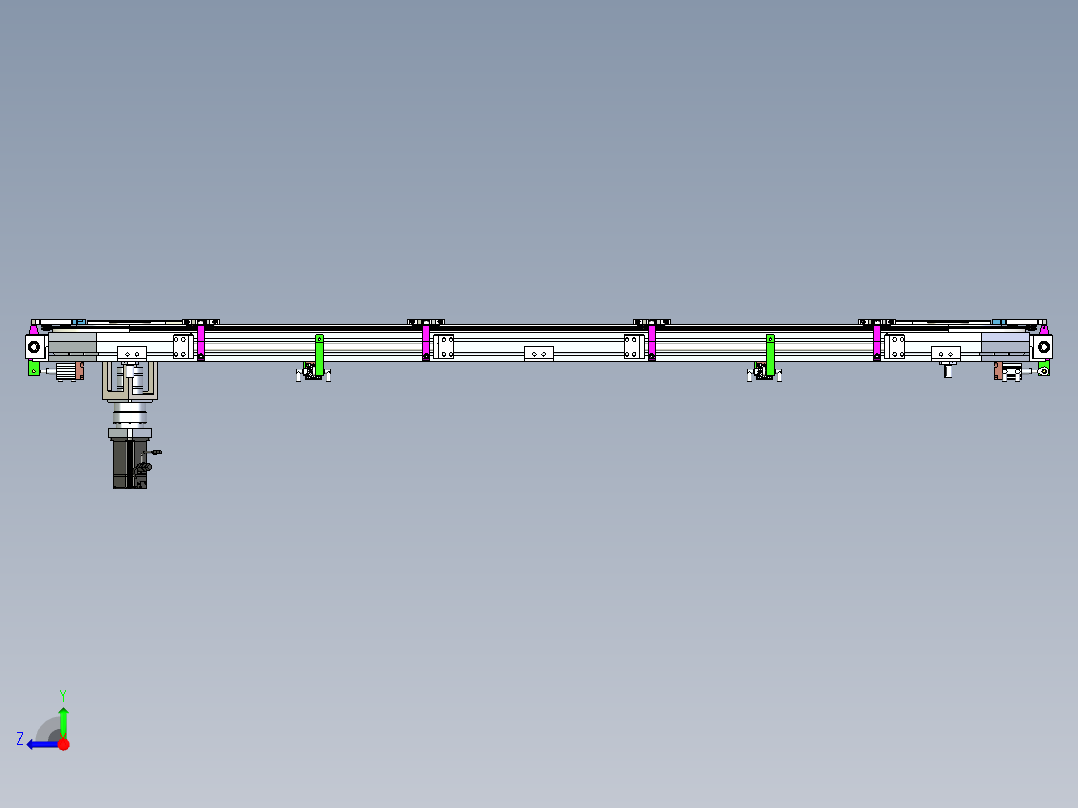 矩形链条导轨400宽环形导轨循环输送线右视图