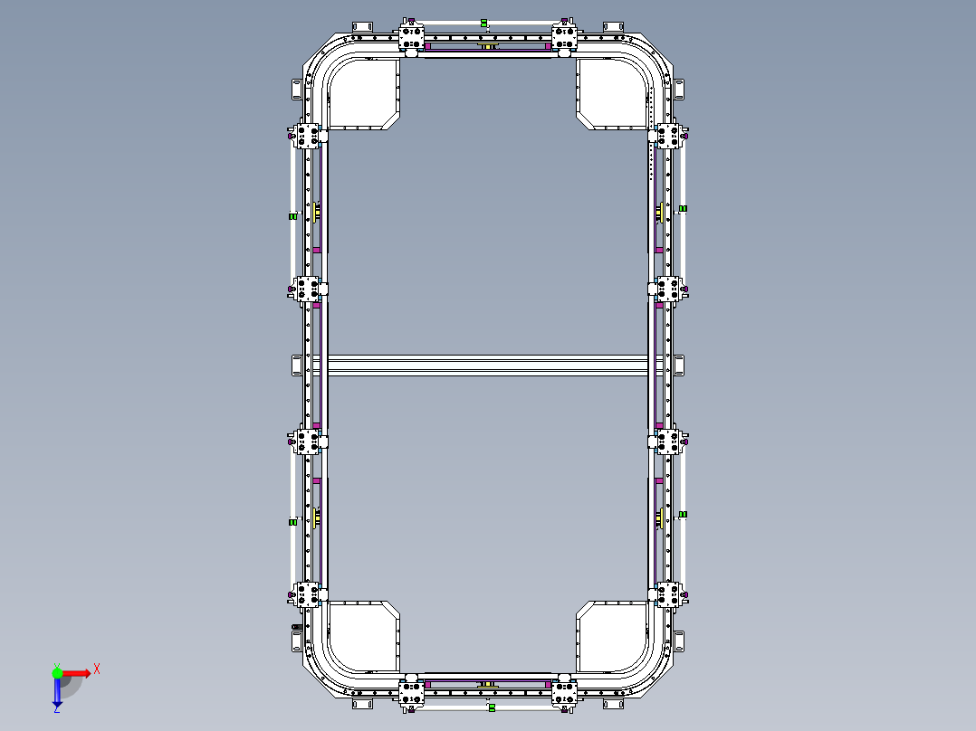 矩形链条导轨400宽环形导轨循环输送线俯视图