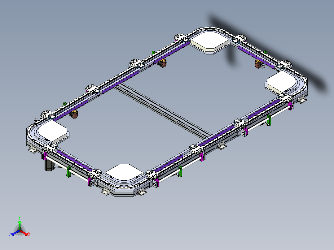 矩形链条导轨400宽环形导轨循环输送线正等轴测图
