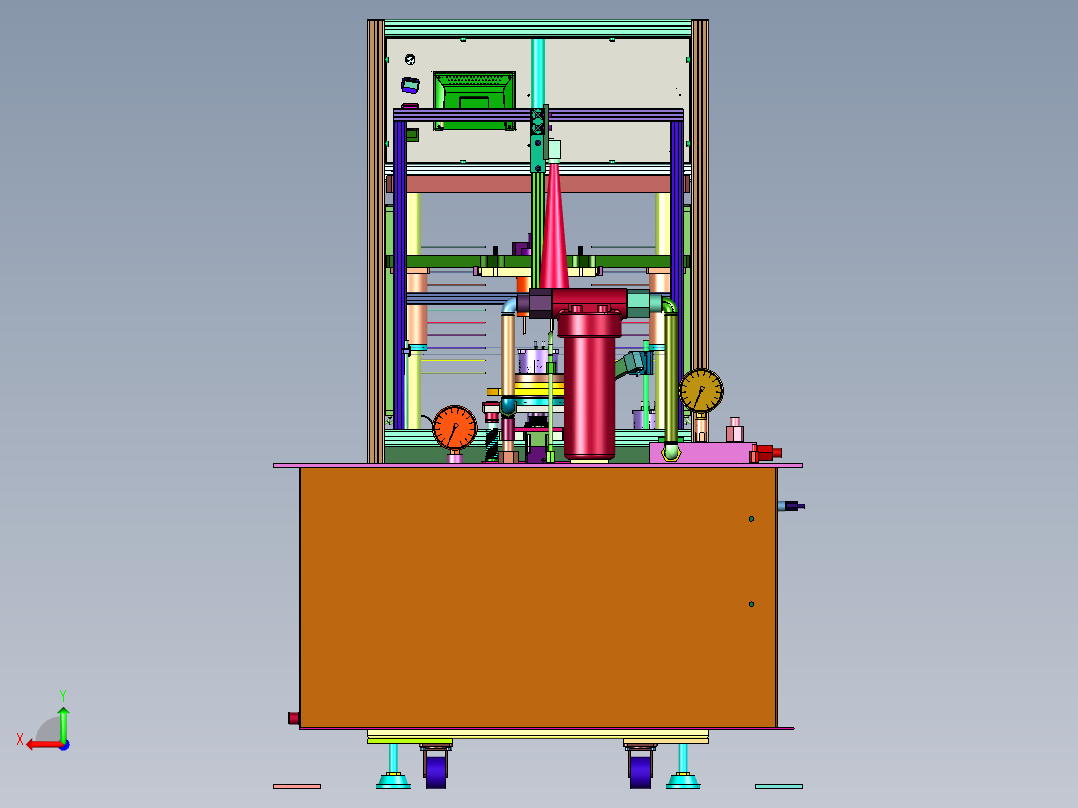 微电机生产的机壳铆压装置后视图