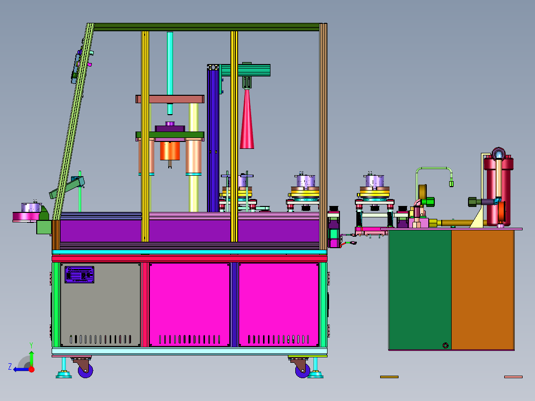 微电机生产的机壳铆压装置右视图