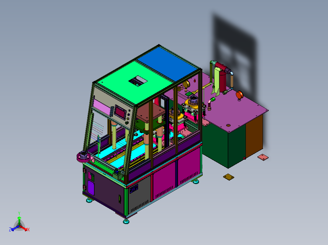 微电机生产的机壳铆压装置正等轴测图
