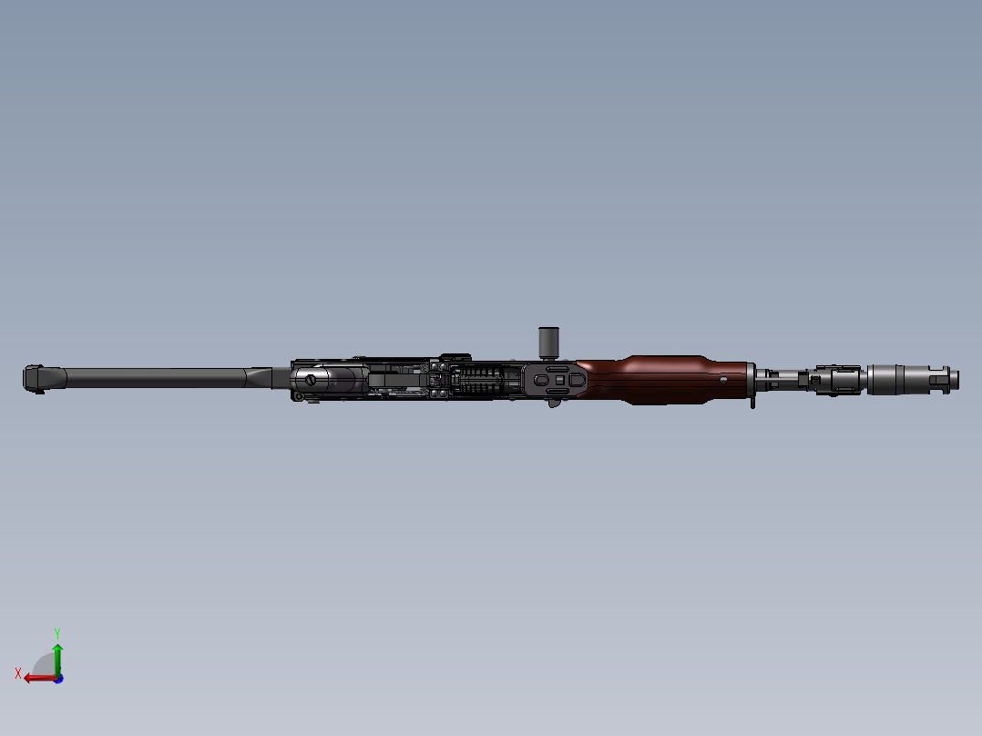 手枪左轮冲锋枪老式狙击步枪设计3D图纸aks-74-ak-1 2 STP SW UG X_T后视图