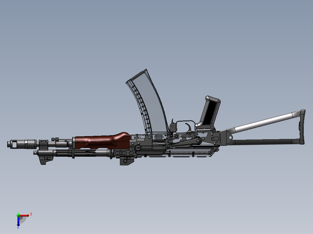 手枪左轮冲锋枪老式狙击步枪设计3D图纸aks-74-ak-1 2 STP SW UG X_T俯视图