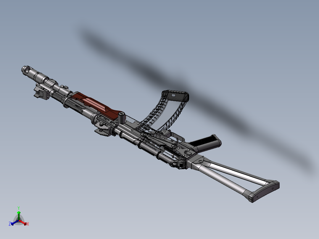 手枪左轮冲锋枪老式狙击步枪设计3D图纸aks-74-ak-1 2 STP SW UG X_T正等轴测图