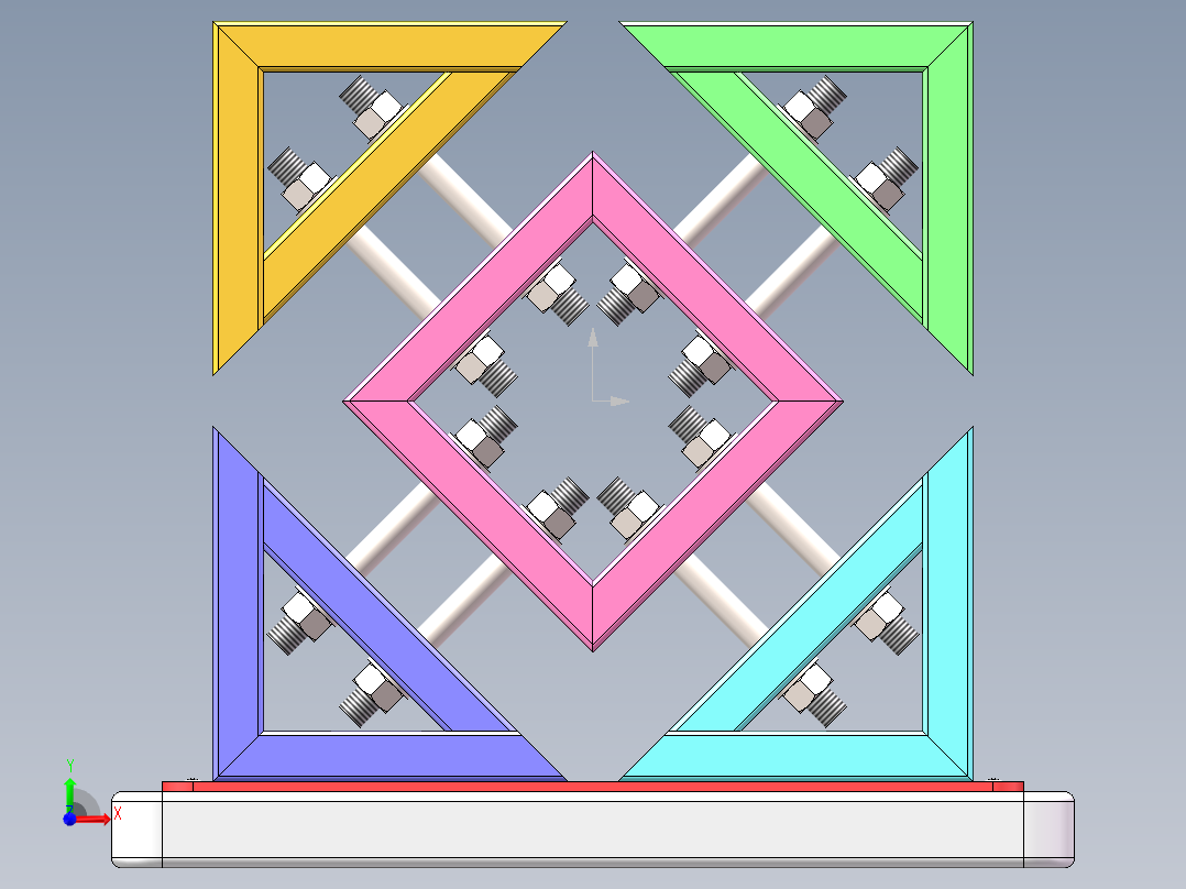 钢架桌子前视图