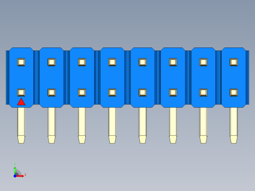 彩色公排针 100mil 2.54mm 系列-DS1022_blue_2x08p_100mil_TypeD_rev1.0前视缩略图