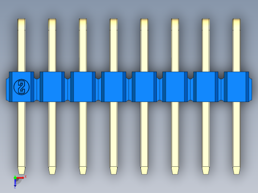彩色公排针 100mil 2.54mm 系列-DS1022_blue_2x08p_100mil_TypeD_rev1.0俯视缩略图