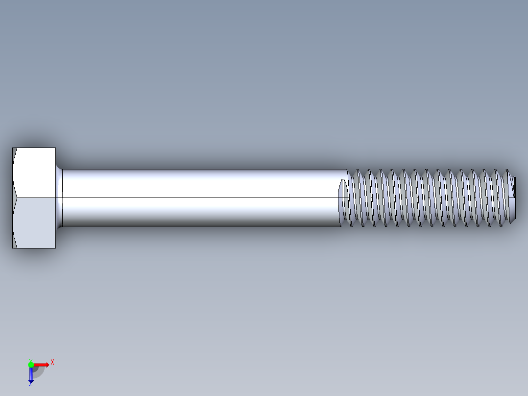 UNC 六角螺栓-Hex Bolt 0.250-20 x 2.000俯视图