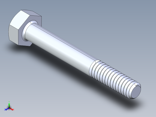 UNC 六角螺栓-Hex Bolt 0.250-20 x 2.000正等轴测缩略图