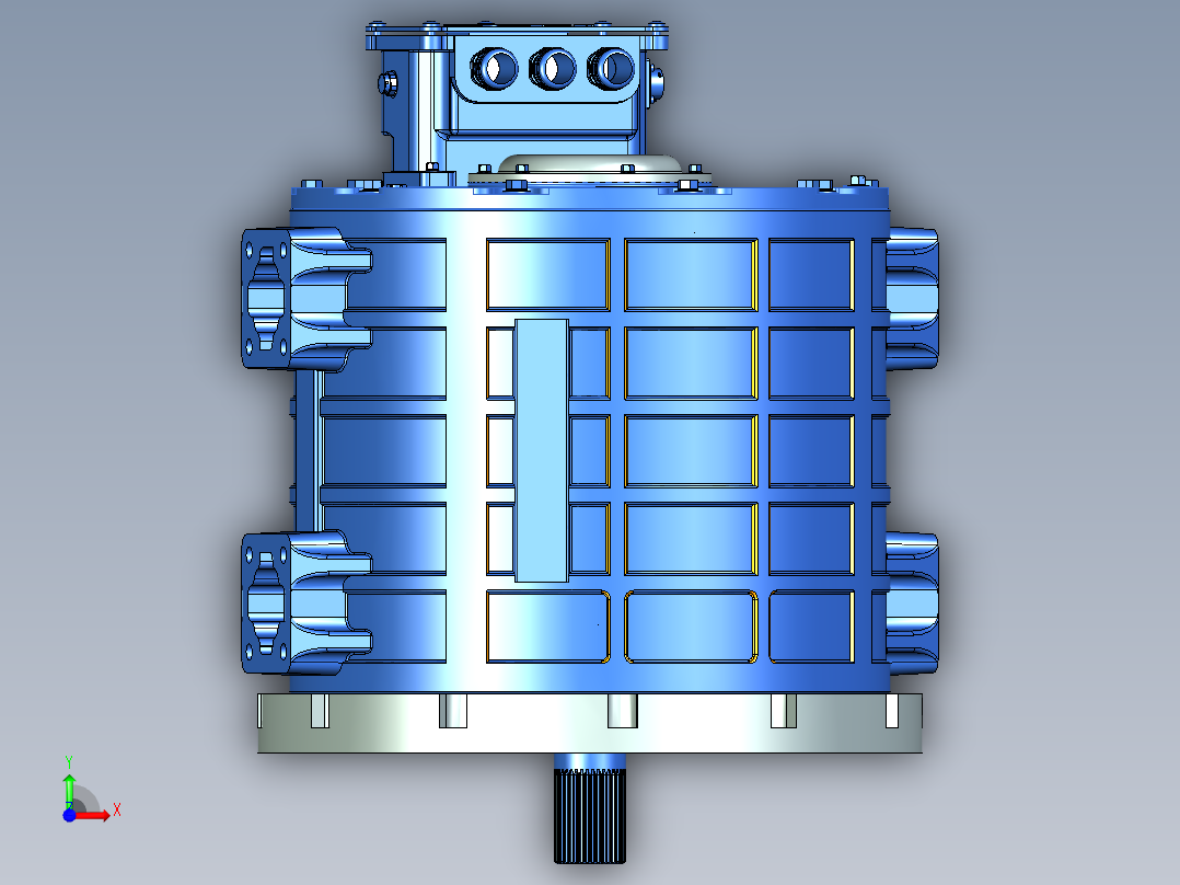 电动汽车水冷永磁同步电机前视图
