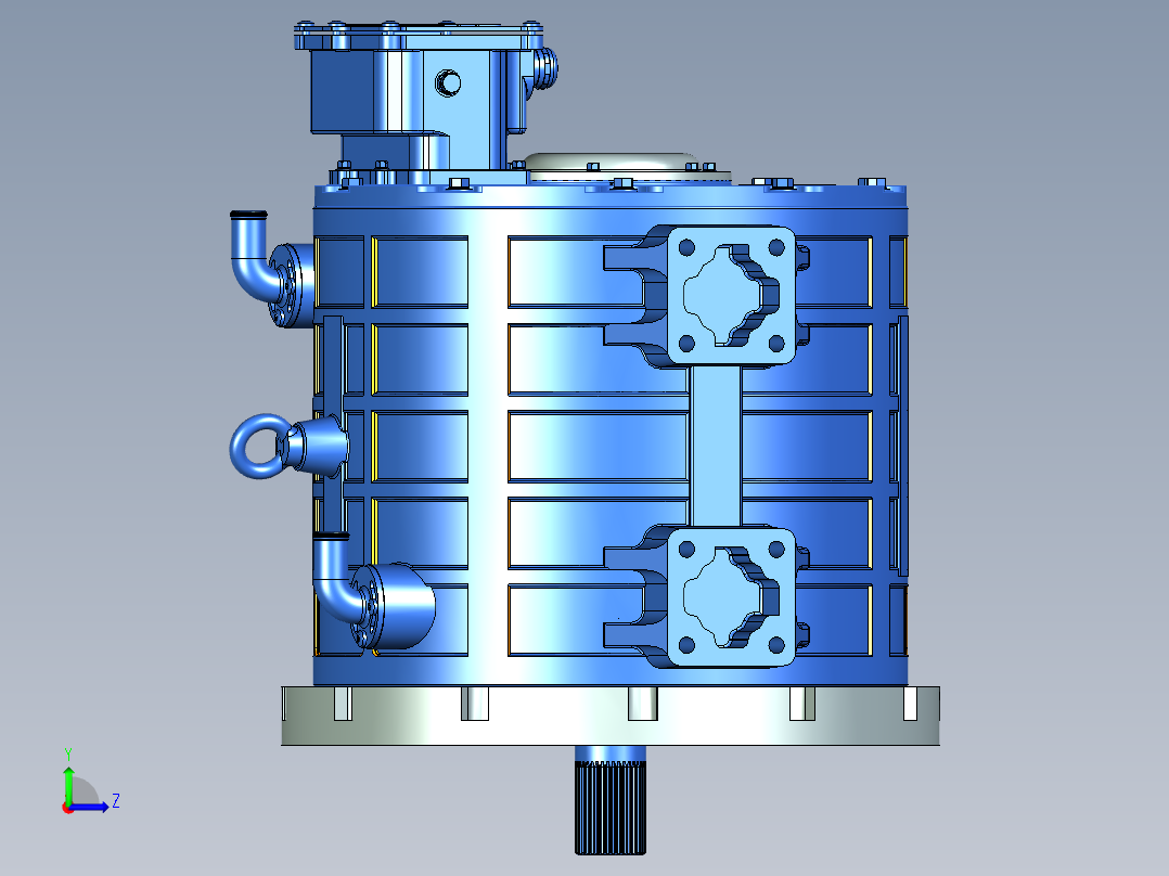 电动汽车水冷永磁同步电机左视图